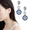 4 Styles Blue Crystals Devil's Eye Long Section Chain Geometric Circle Earrings