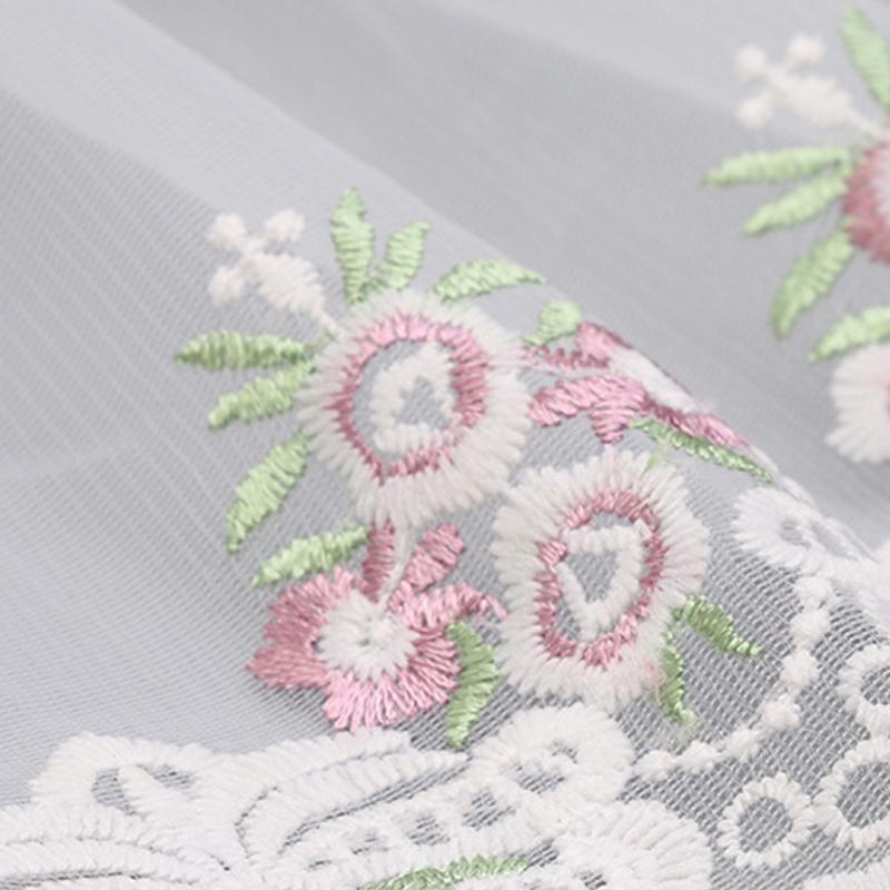 1Yard/91cm Mesh Pink Flower Embroidery Lace Trim Sewing Crafts Lace Edge Skirt Accessories