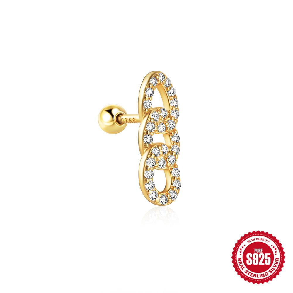 Серьги-пусеты из стерлингового серебра 925 пробы, простые, с горизонтальной цепочкой, бахромой из бриллиантовой нити, для пирсинга козелка уха, маленькие золотые шарики, серьги-пусеты для хряща уха