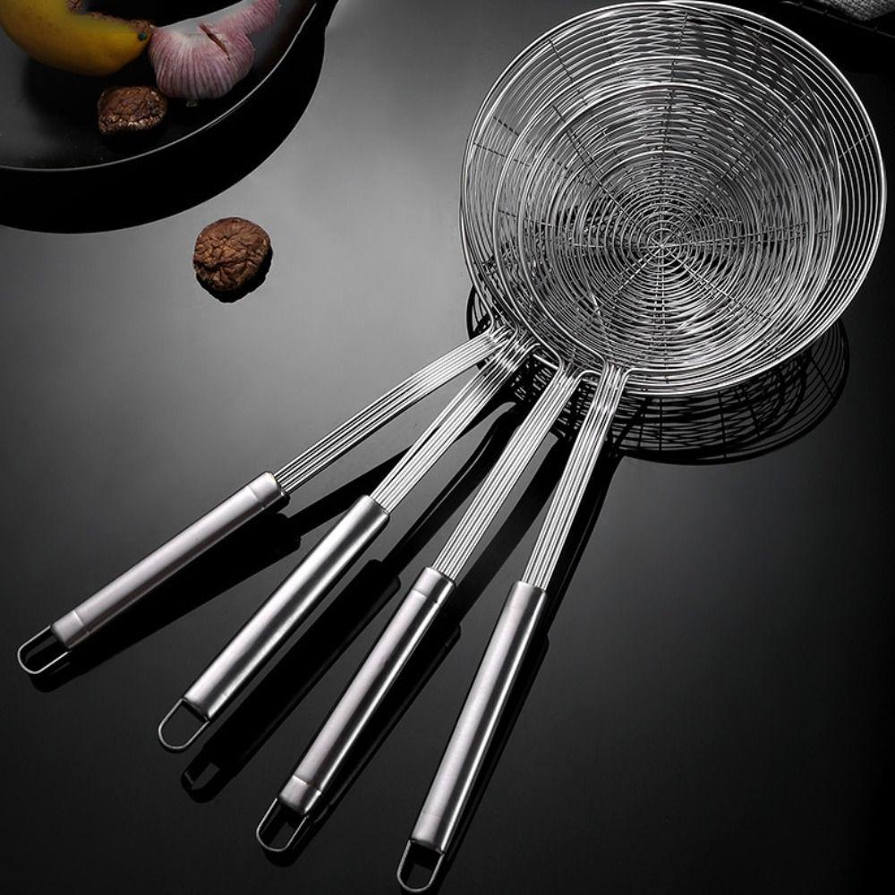 Stainless Steel Spider Mesh Strainer Large leakage hole Reinforced Colander with Hook Large Size Fried Filter Frying