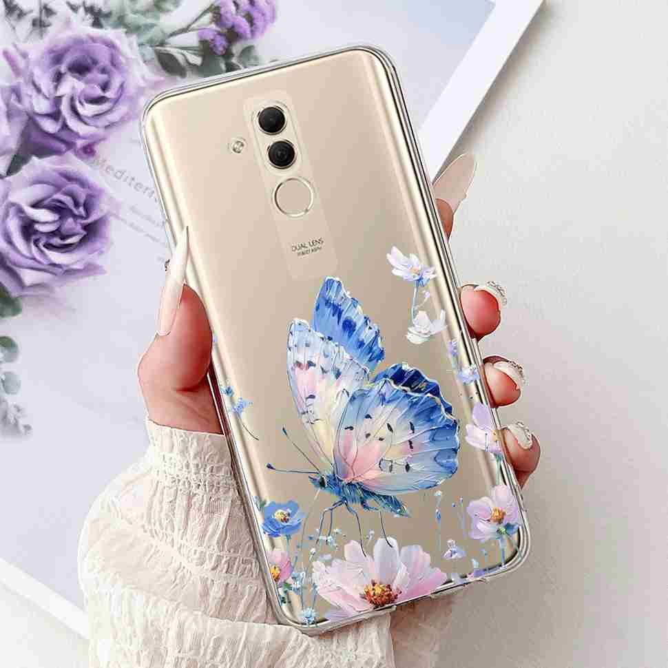 For Huawei Mate 20 Lite 6.3" Case SNE-AL00 Cute Cat Soft Silicone Cover For Huawei Mate 20Lite SNE-LX1 Colorful Butterfly Shell