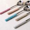 Ложка из нержавеющей стали с бриллиантами в стиле легкой роскоши, креативная домашняя кофейная ложка, изысканная кухонная ложка для супа, подарок для друзей