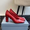 Модный весенний дизайн 2025 Стильные и стильные лакированные туфли на высоком каблуке с квадратным носком Женские массивные одинарные туфли Женские высокие одинарные туфли