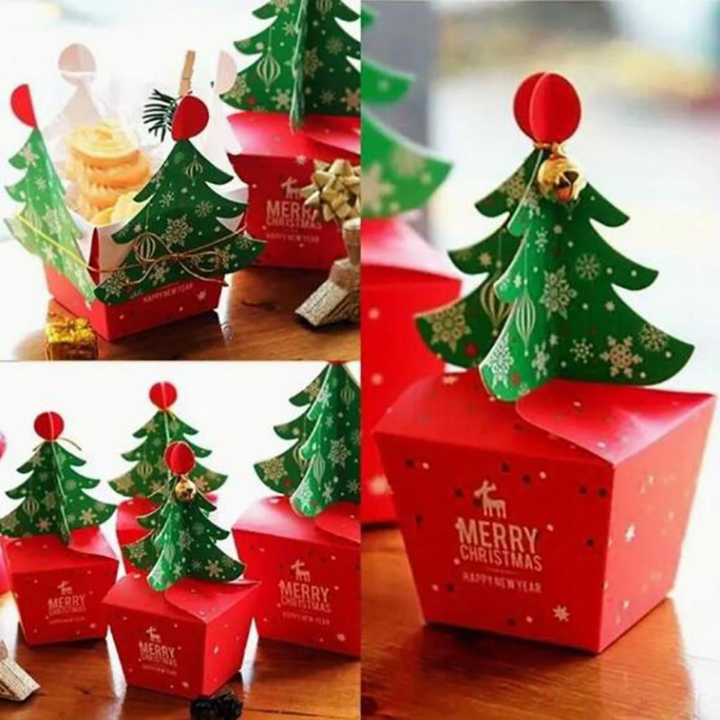 Merry Christmas Bombonera Santa Paper Gift Box Christmas Tree Elk Gift Packaging Box New Year Xmas Party Decoration