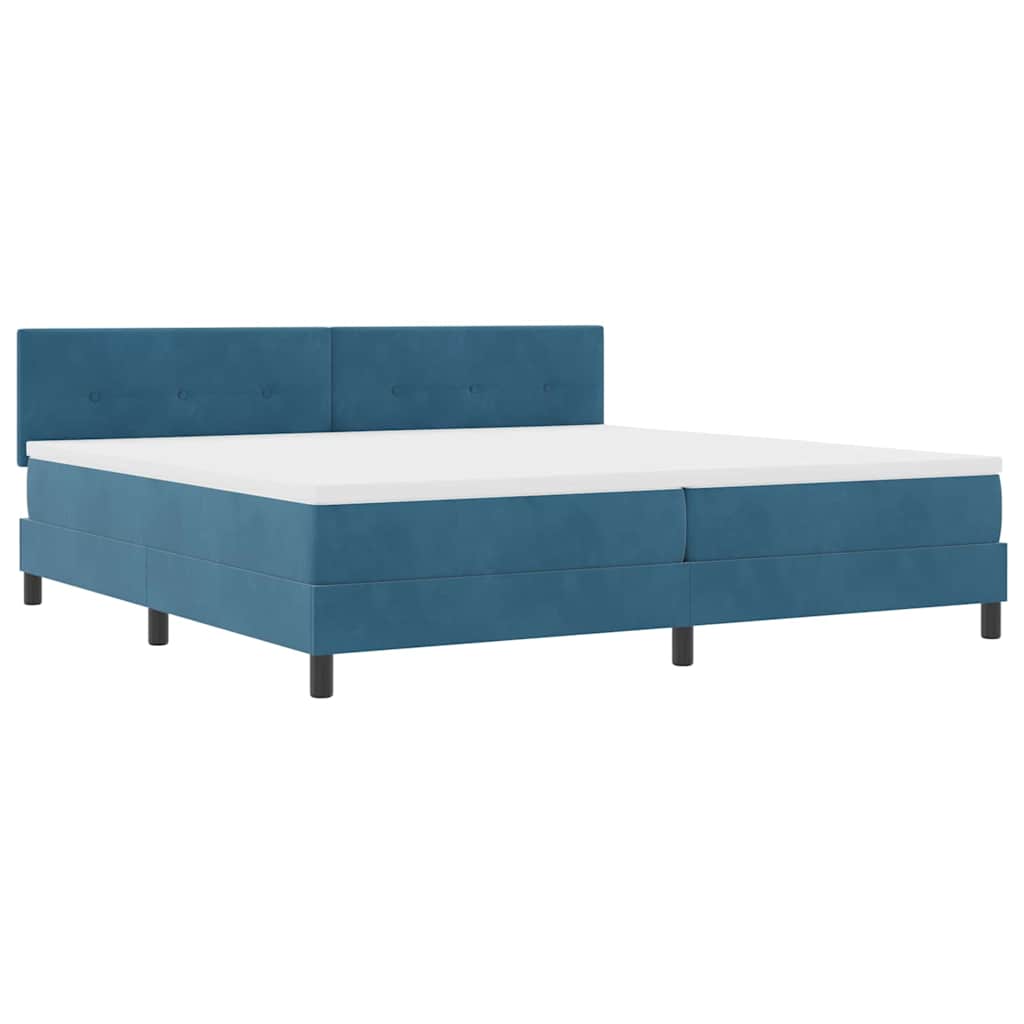 LED Box Spring Bed with Mattress Dark Blue 200 x 200 cm Velvet