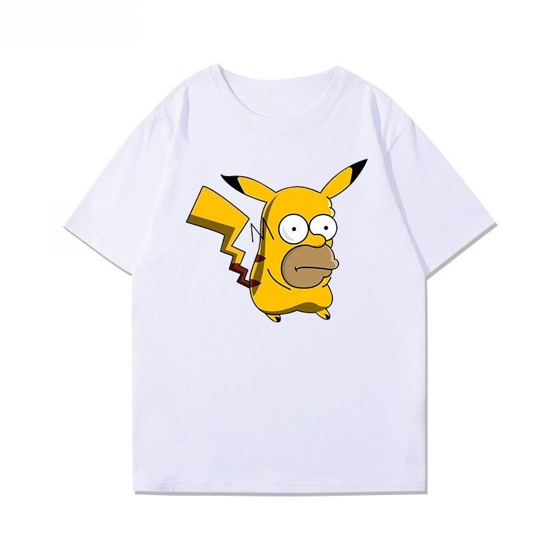Miniso 2025 Новая модная футболка с коротким рукавом унисекс с принтом Pokémon Хлопок Удобная Свободная Повседневная Хит продаж Топ