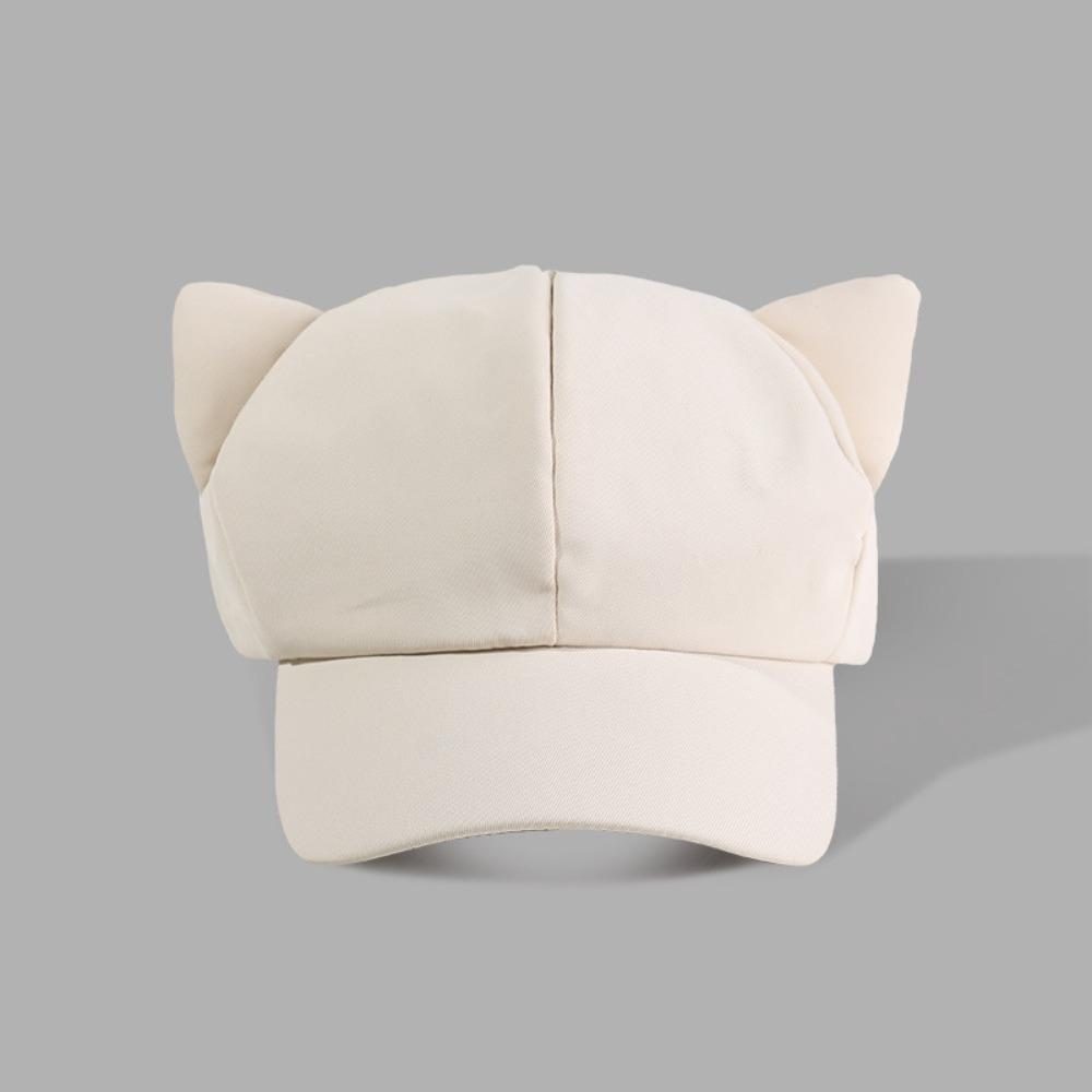 Casual Y2k Cat Ear Hat Solid Color Peaked Cap Cute Women's Baseball Hat Girl