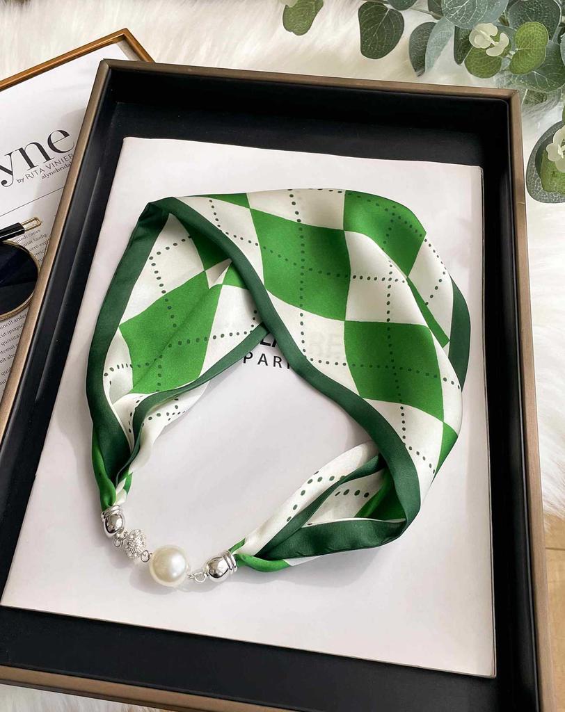 Magnetic silk scarf women's 1116 new scarf autumn and winter high-end neck protection small scarf necklace pearl buckle with shirt