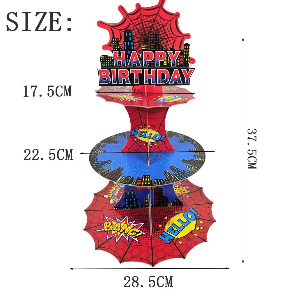 3 Tier Superhero Cupcake Stand - Spider Birthday Party Supplies Baby Shower Cake Table Decoration 5