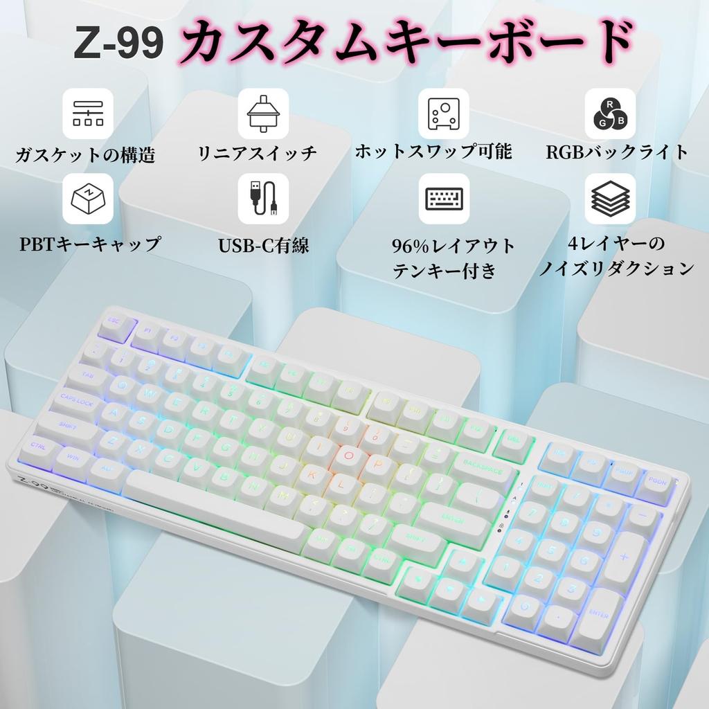 Gaming Keyboard Silver Wood Switch Mechanical Keyboard with USB Wired English 99 Full Key Hot Silver RGB Full Key Compatible with Windows and Mac