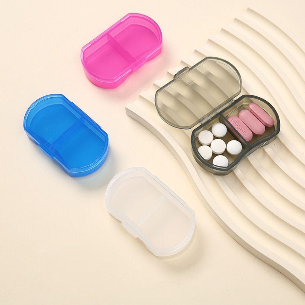 With Lid Mini Medicine Box Snap-on design Pill Packing Box Simple 2-gird Pill Box  Storage Box