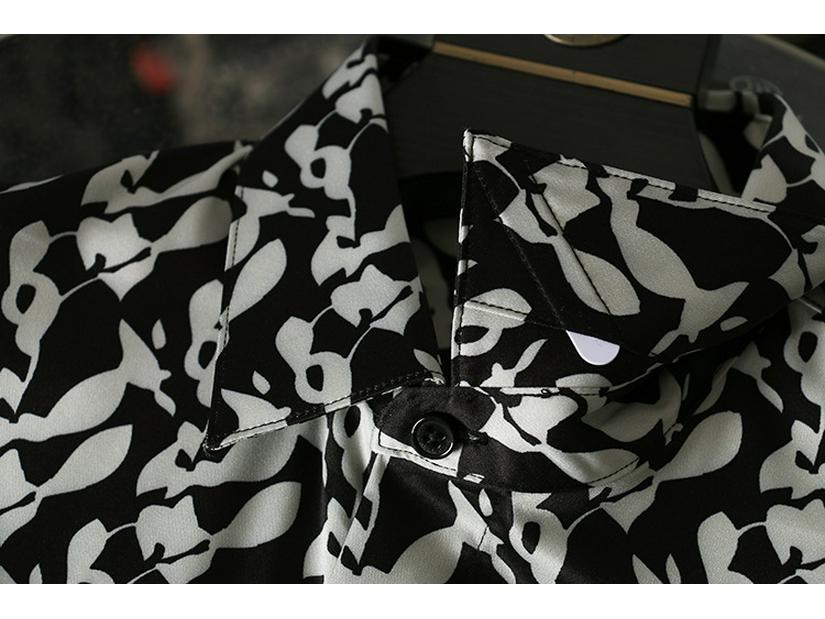 Мужские рубашки облегающего кроя с принтом, не требующие глажки, осень/зима