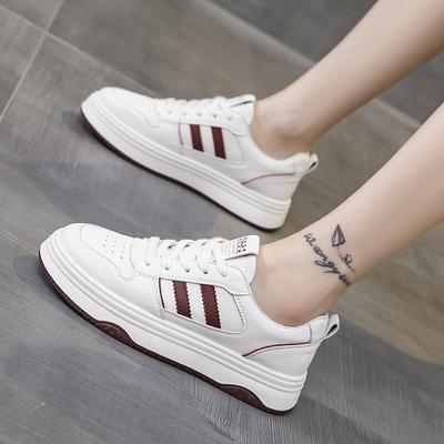 Женские белые туфли на кожаной платформе, новинка весны и лета 2025 года, студенческие, универсальные, для отдыха и спорта, взрывная плоская подошва