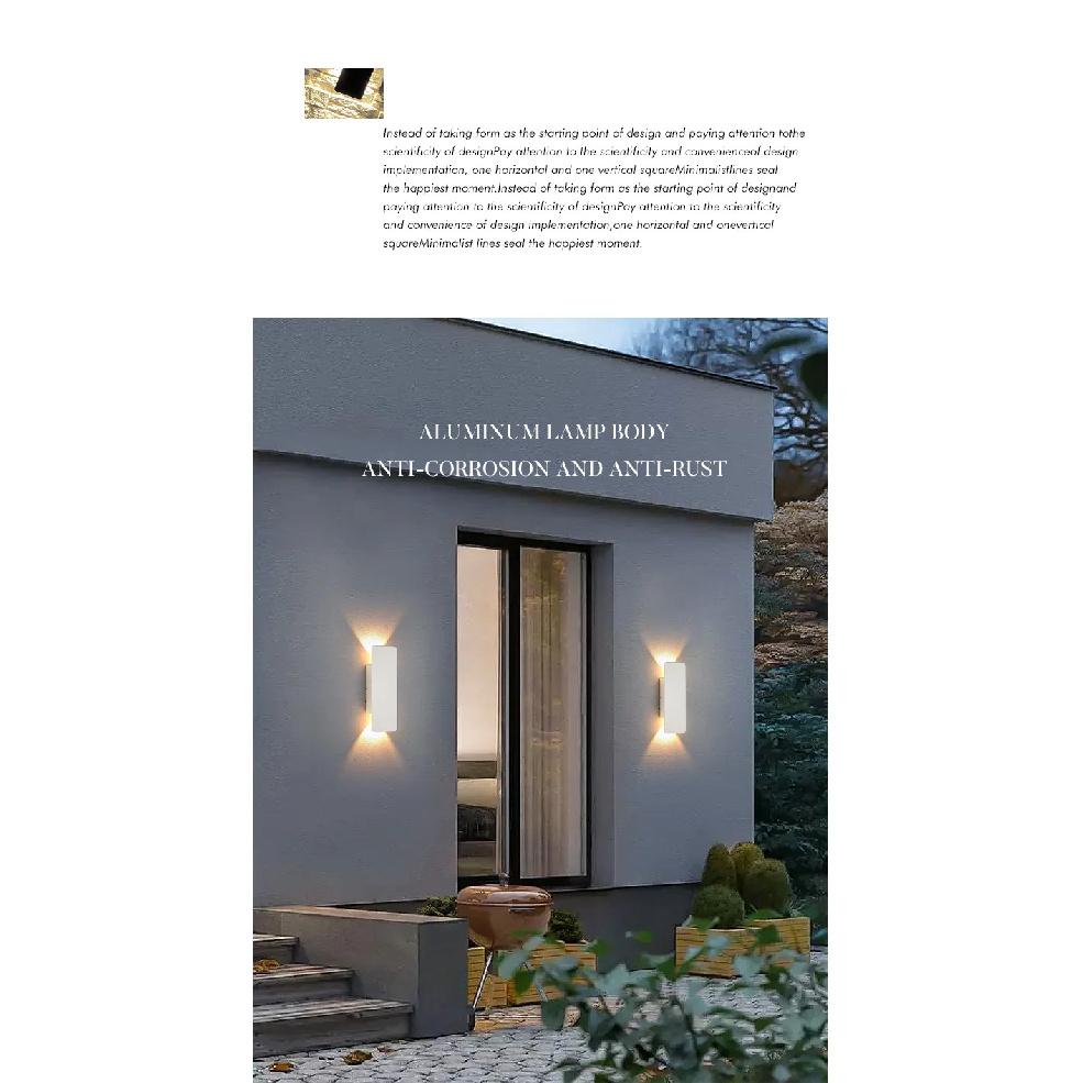 Outdoor Waterproof Wall Lamps Strip Aluminum Wall Lights 18W LED Black Wall Lamp Bedroom Exterior Outdoor Lighting Fixtures