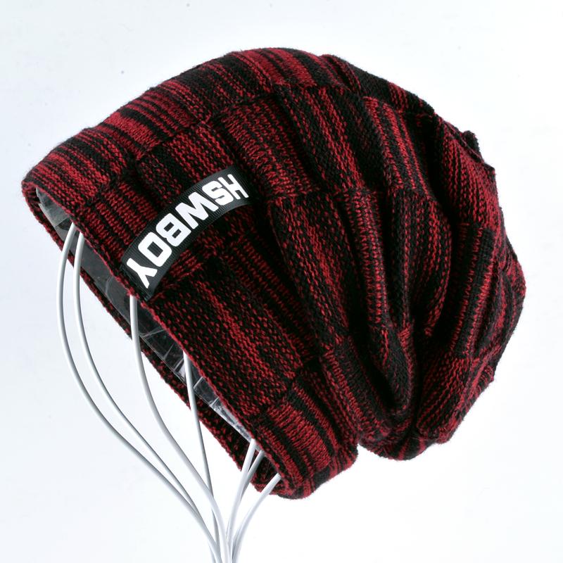 Winter Beanies Hat For Men And Women Fashion Knitted Plaid Skullies Beanie Thick Hats Add Velvet