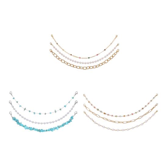 3 шт. Унисекс Цепочка для волос Богемный стиль Неправильные камни бирюзы Цветочный декор Шляпа