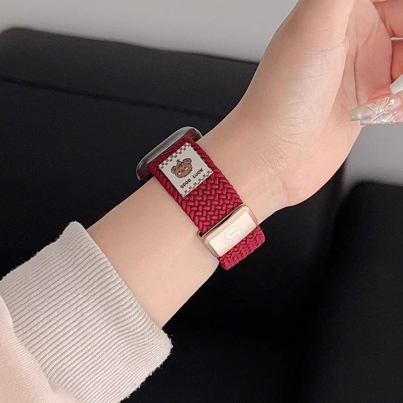 Music bear nylon woven magnetic strap for Apple S11 watch applewatchs1098SE cute wristband