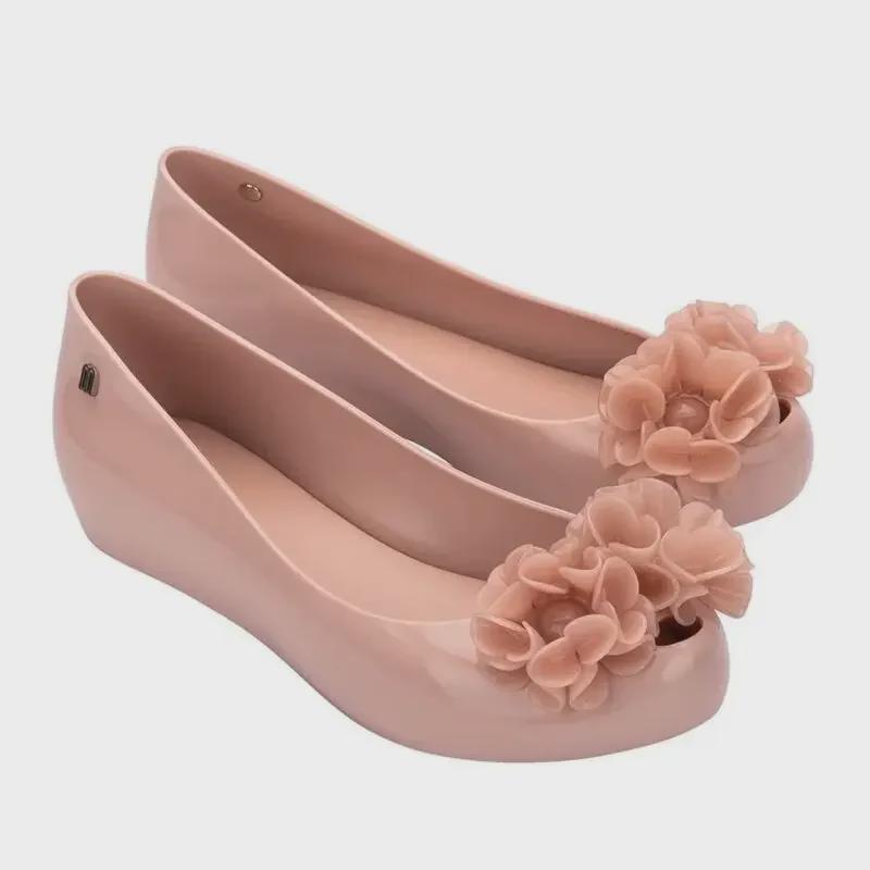 Melissa Camellia Women's Jelly Flat Slip-On Sandals - Elegant Fish Mouth Design