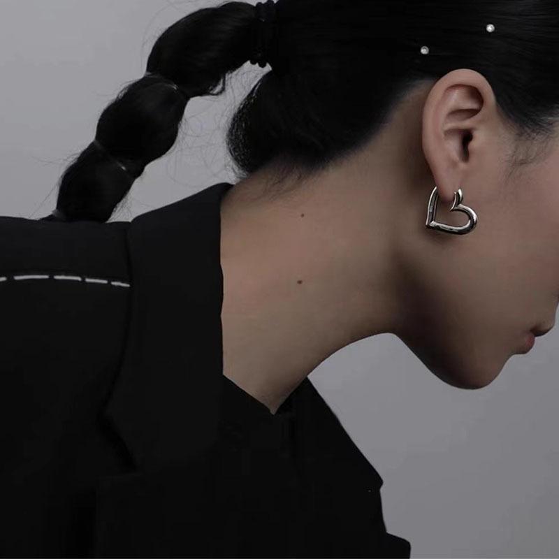 925 Sterling Silver Vintage Heart Earrings for Women Trendy Earring Jewelry Prevent Allergy Party Accessories