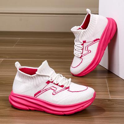 Модные стильные трикотажные женские кроссовки для бега, дышащие, легкие, без застежек, мужские модные повседневные оригинальные кроссовки на платформе