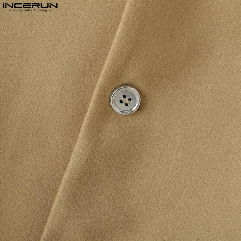 INCERUN Мужские пиджаки с лацканами, разрезами, длинными рукавами, асимметричным кроем, укороченные, свободного кроя