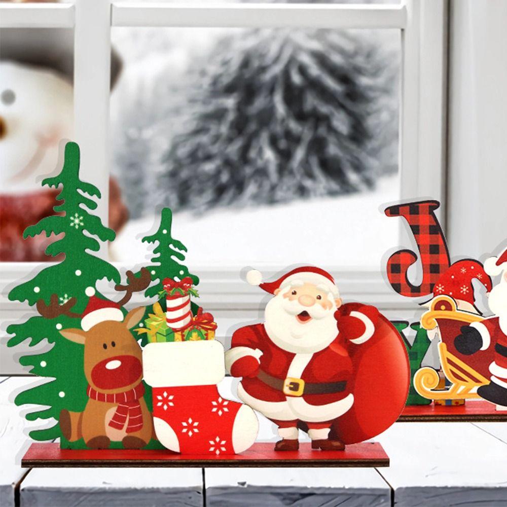 Santa Claus Reindeer Christmas Table Sign Funny Merry Christmas Decor  Home Christmas Decoration