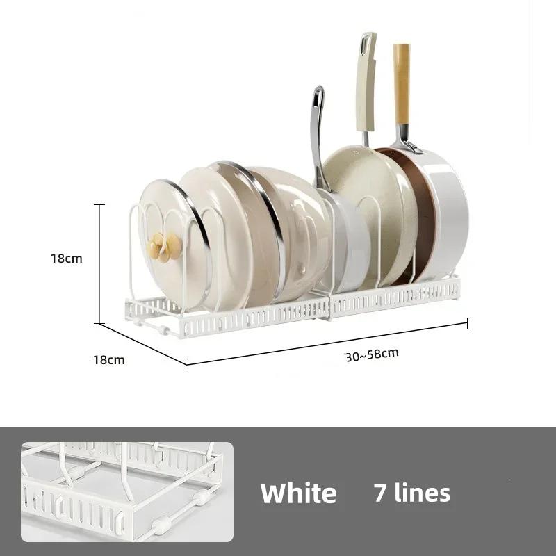 Pot Rack Bowl and Plate Storage Rack Expandable Pans Storage Rack with 7/10 Adjustable Compartments Kitchen Cabinet Storage Rack