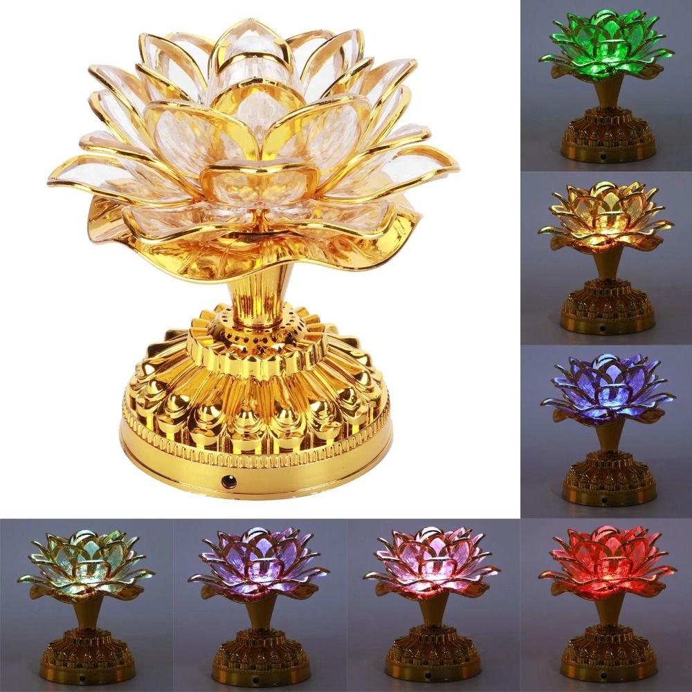 220V Buddhist Lamp LED Night Light Buddha Music Machine Lotus Flower Lamp Temple