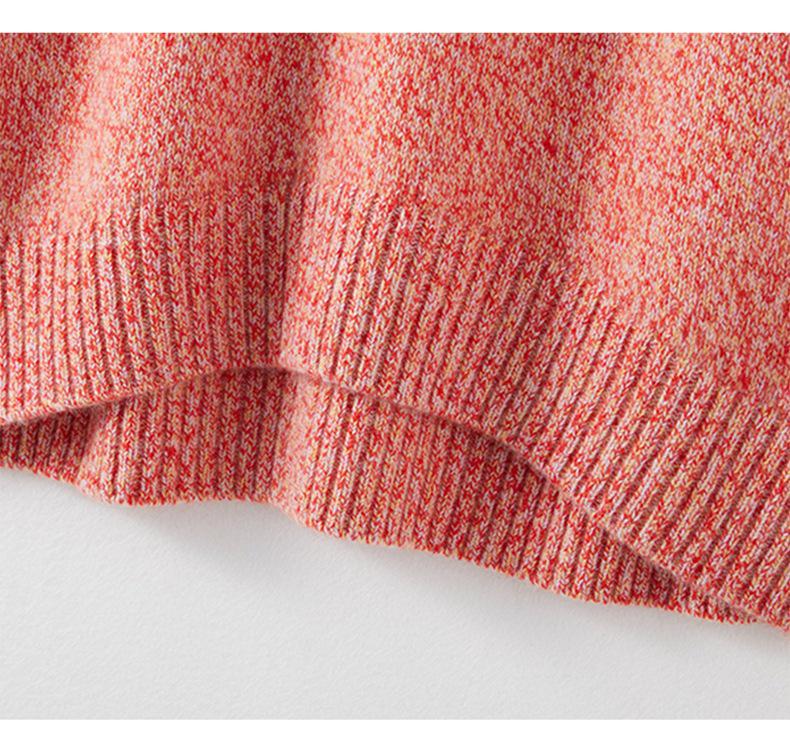 Women's Autumn/Winter High Neck Patterned Cashmere Raglan Sweater