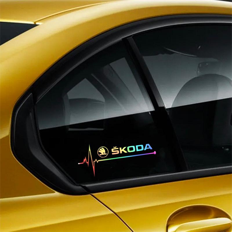 2Pcs car stickers car window decoration stickers laser waterproof for Skoda Octavia Superb Rapid Kodiaya Fabia Kamia Citigo EH4