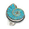 Ammonite Fossil Gemstone 925 Sterling Silver Jewelry Ring Size 9