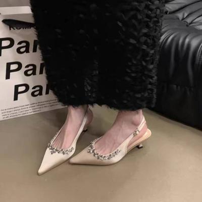 Новые женские летние классические туфли цвета шампанского и черные банкетные свадебные туфли, сексуальные атласные босоножки со стразами с острым носком и высоким каблуком для женщин