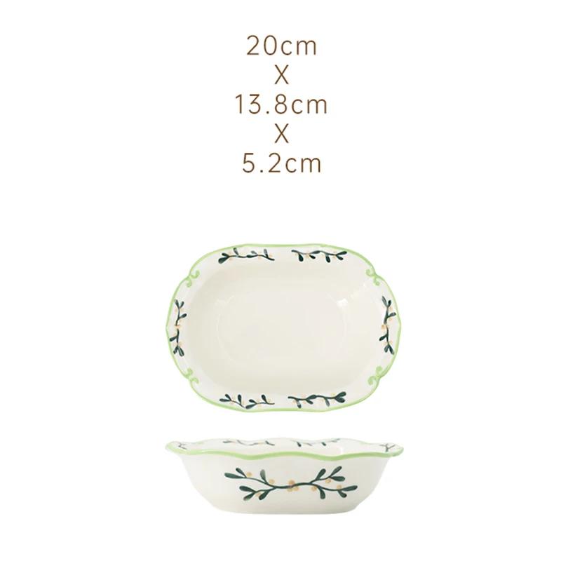 Необычные расписанные вручную керамические тарелки Роскошная ресторанная тарелка для фруктового салата Домашняя вкусная еда Обеденная тарелка Изысканная столовая посуда