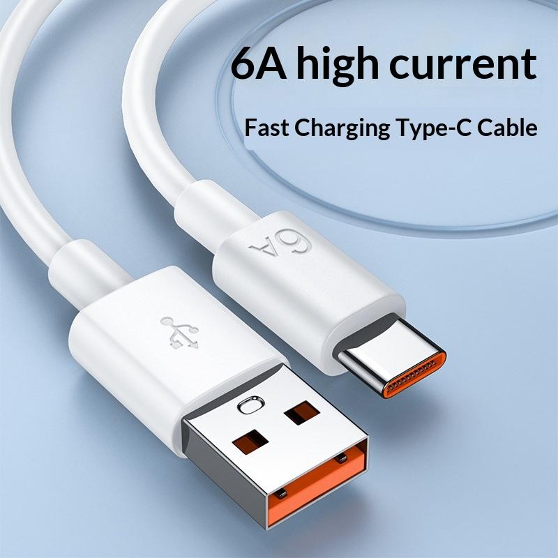 6A USB-A to C Fast Charging Data Cable with TPE Material for for Mobile Phones Camera & Earphone