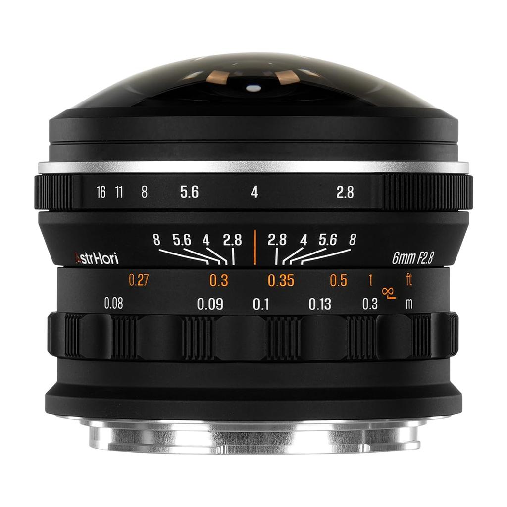 AstrHori 6mm Circular Fisheye Z Nikon Z Manual Large Black F2.8 Lens, 220° Ultra-Wide Angle, Full-Frame Compatible, Mount, Compatible, Focus,