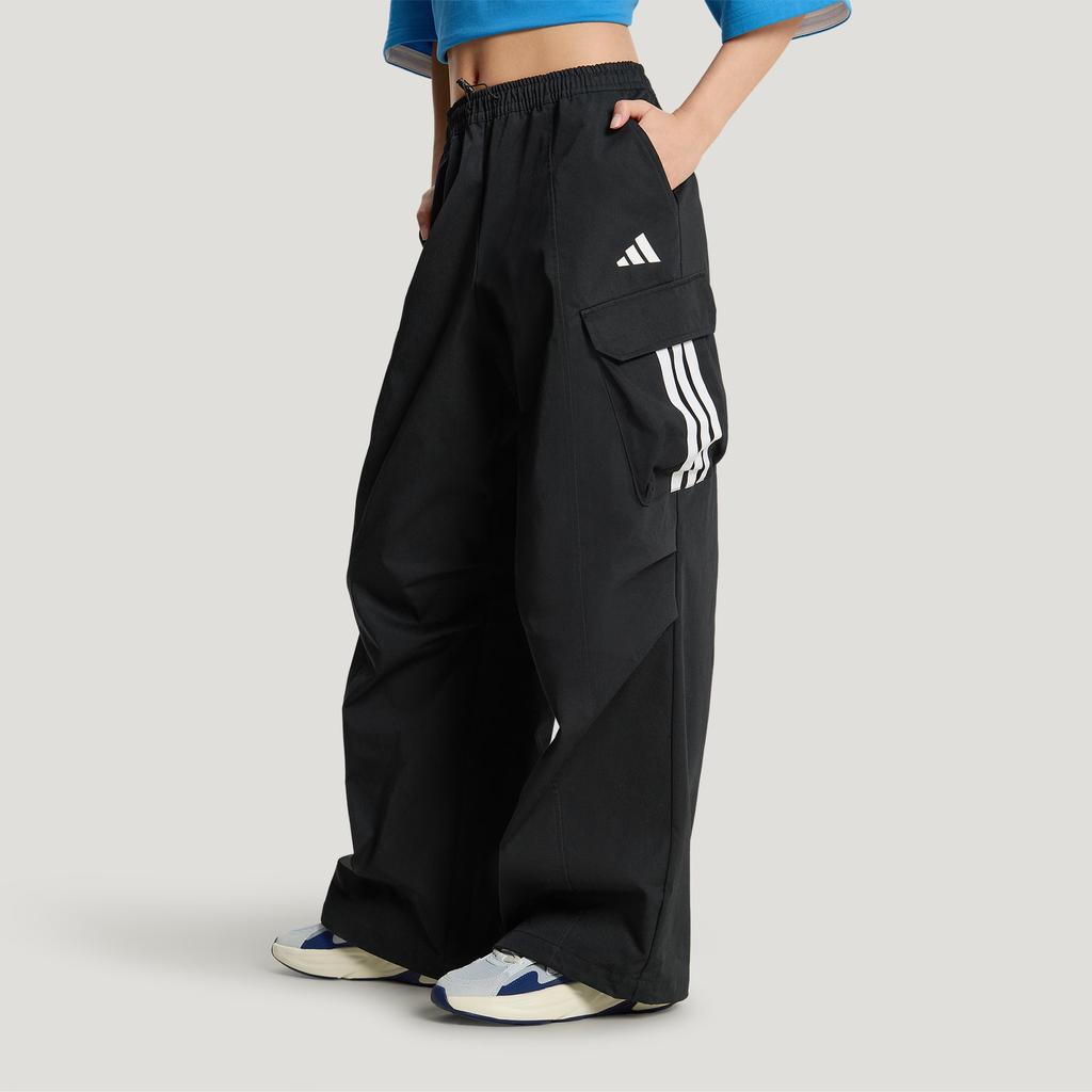 adidas Женские спортивно-повседневные брюки прямого кроя с широкими штанинами, тканые, свободные KW0682