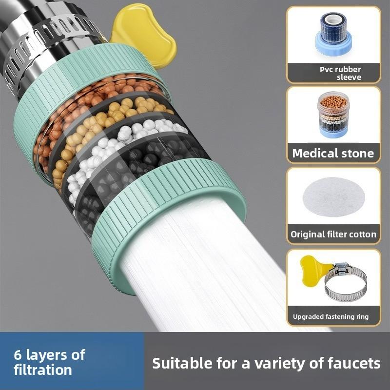 Фильтр для крана с 6-ступенчатой очисткой – Экономитель воды с защитой от брызг (Майфаньский камень) для кухни