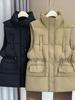 МОДА Пуховый хлопковый жилет женский 2024 осень-зима новый воротник-стойка утолщенная талия дизайн элитный жилет куртка Одежда