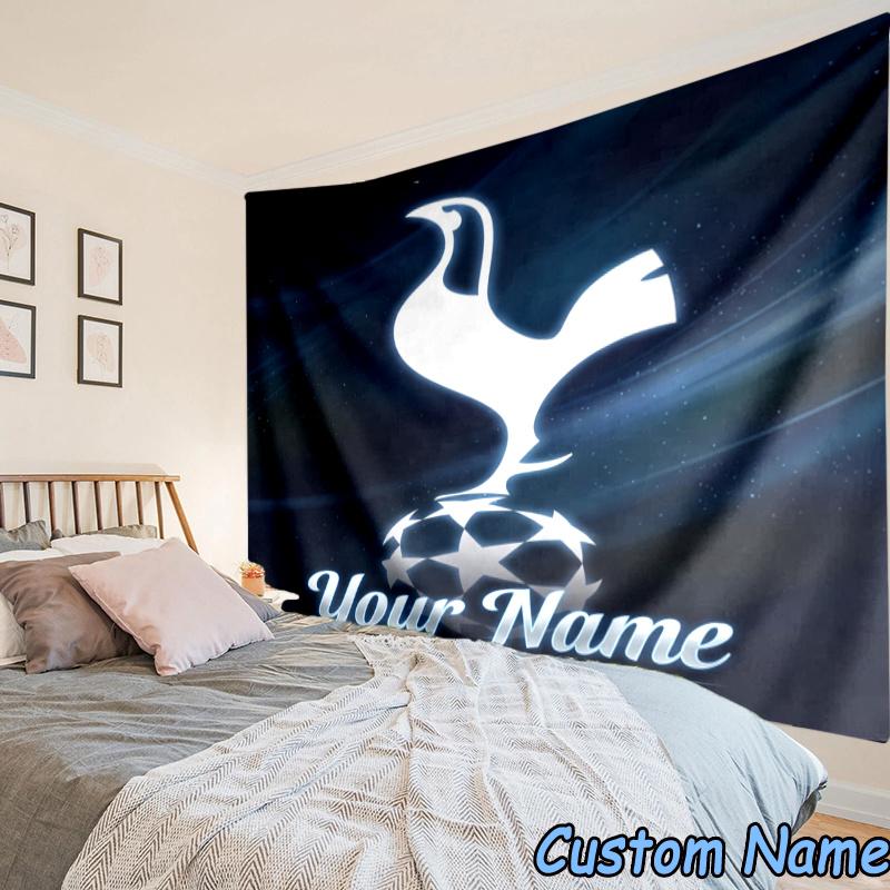 Custom Name Tottenham Hotspur Crest Tapestry Accessories for Bedroom,Livingroom, dormitory Room Wall Hanging Decor, Fan Birthday Gifts