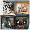 Glass Sticker Static Window Film Peel Stick No Glue Privacy Window Film Easter Bunny Egg Design Easy Remove Bubble-Free Decorative Window Film