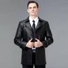 Winter New Men's Leather Jacket Middle-aged Business Casual Suit Collar Sheepskin Jacket Plus Velvet To Keep Warm