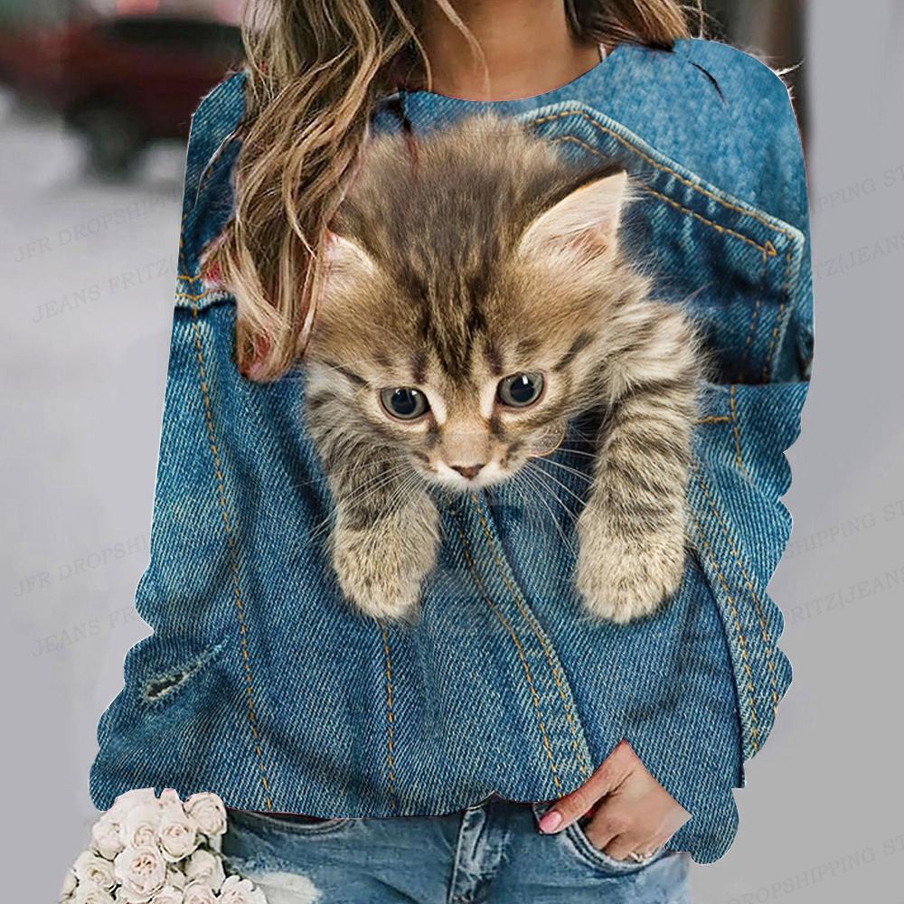 Толстовка с забавным принтом кота, женские модные толстовки, спортивная одежда, толстовки, пальто с животными, женские спортивные костюмы Kawaii, женская одежда