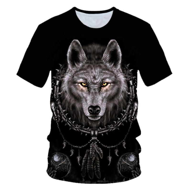 Kids Animal Wolf T Shirt for Boys Summer Autumn Children's Wolf Clothes Short Sleeved Breathable Cartoon Print Cool Wolf Tops