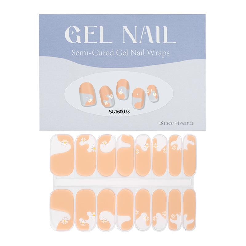 Thin Lamp Style Gel Nail Sticker 16-finger Extended Semi-curing Nail Sticker