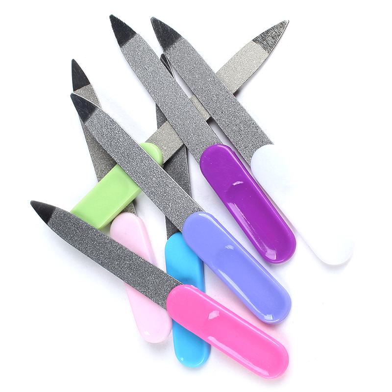 2шт двухсторонняя металлическая пилка для дизайна ногтей из нержавеющей стали, инструмент для маникюра и педикюра