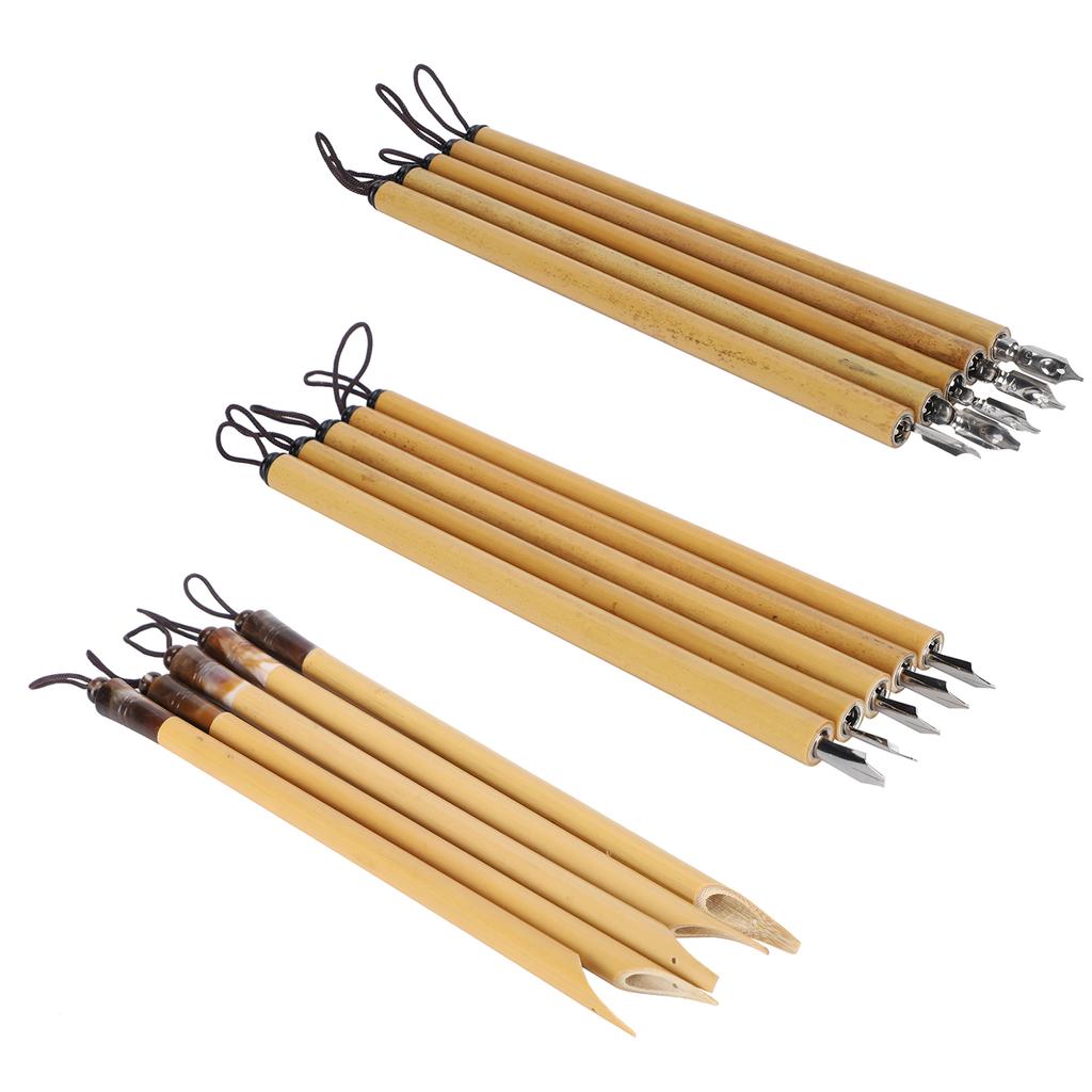 5 шт., перо ручной работы, манга, каллиграфия, винтажный бамбуковый рисунок, комплект для рисования, школьные принадлежности