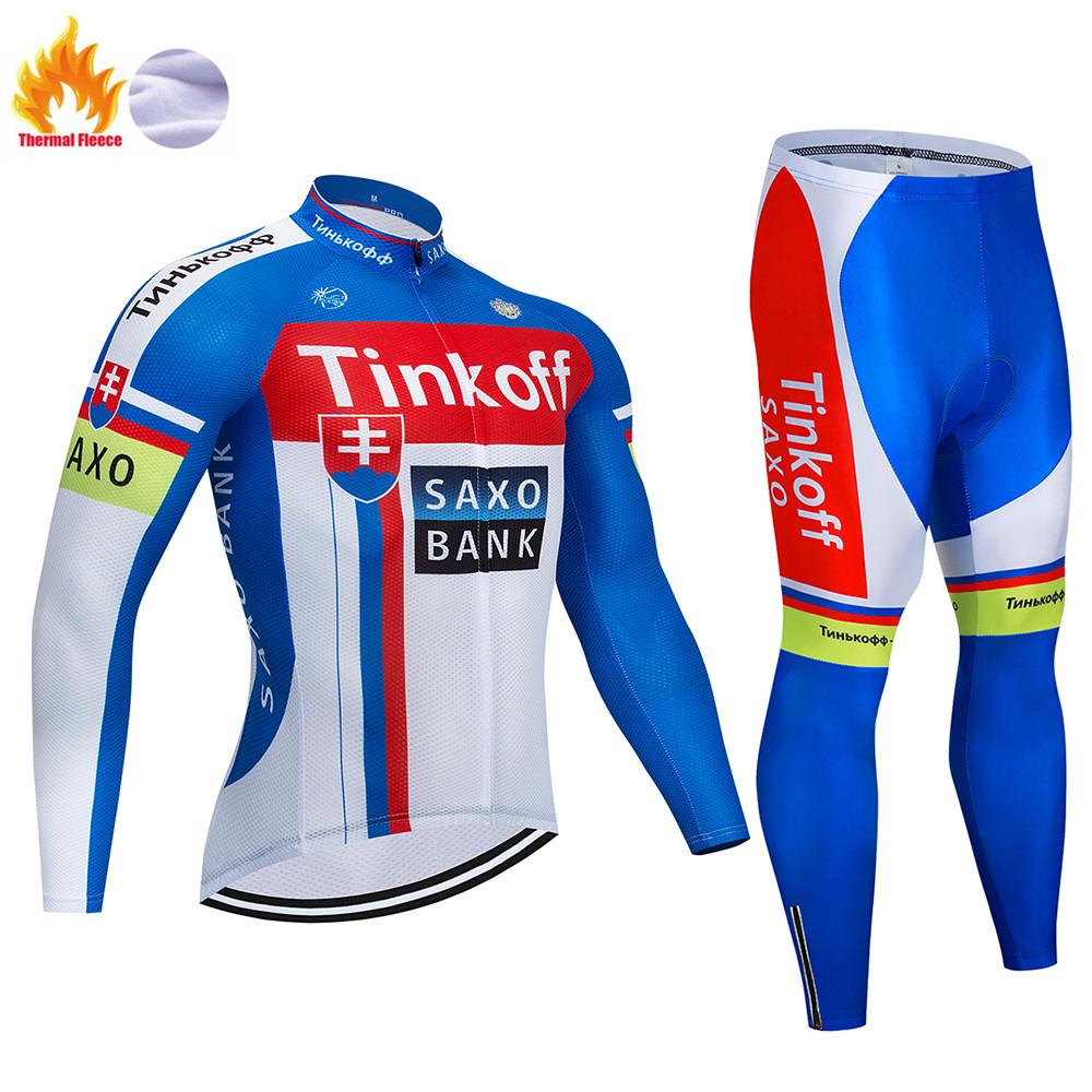 Thermal Fleece Cycling Jersey Set Men Tinkoff Mountian Bicycle Clothes Wear Ropa Ciclismo Racing Team Bike Cycling Clothing