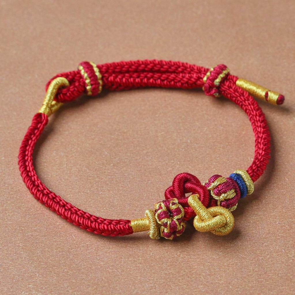Гарантированный Успех Браслет Ручной Работы из Красной Нити с Золотыми Бусинами Кои Вэньчан для Мужчин, Женщин и Студентов