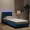 VidaXL Bed Frames with LED Lights, Upholstered Bed with Slat Base, Single Bed, Adult Bed, Modern, Blue 90x200 Cm 3213761