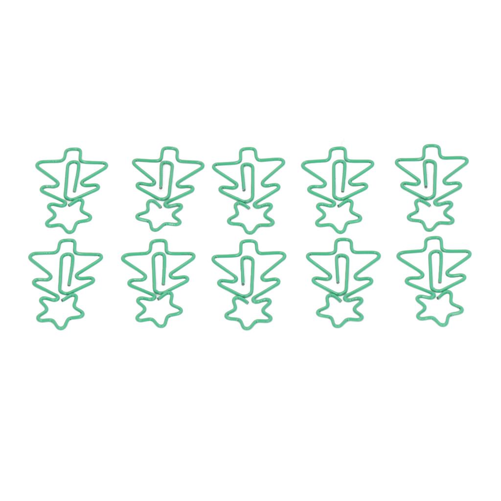 100 Pcs Shaped Paper Clips Green Christmas Tree Shape Metal Electroplating Process Portable Office